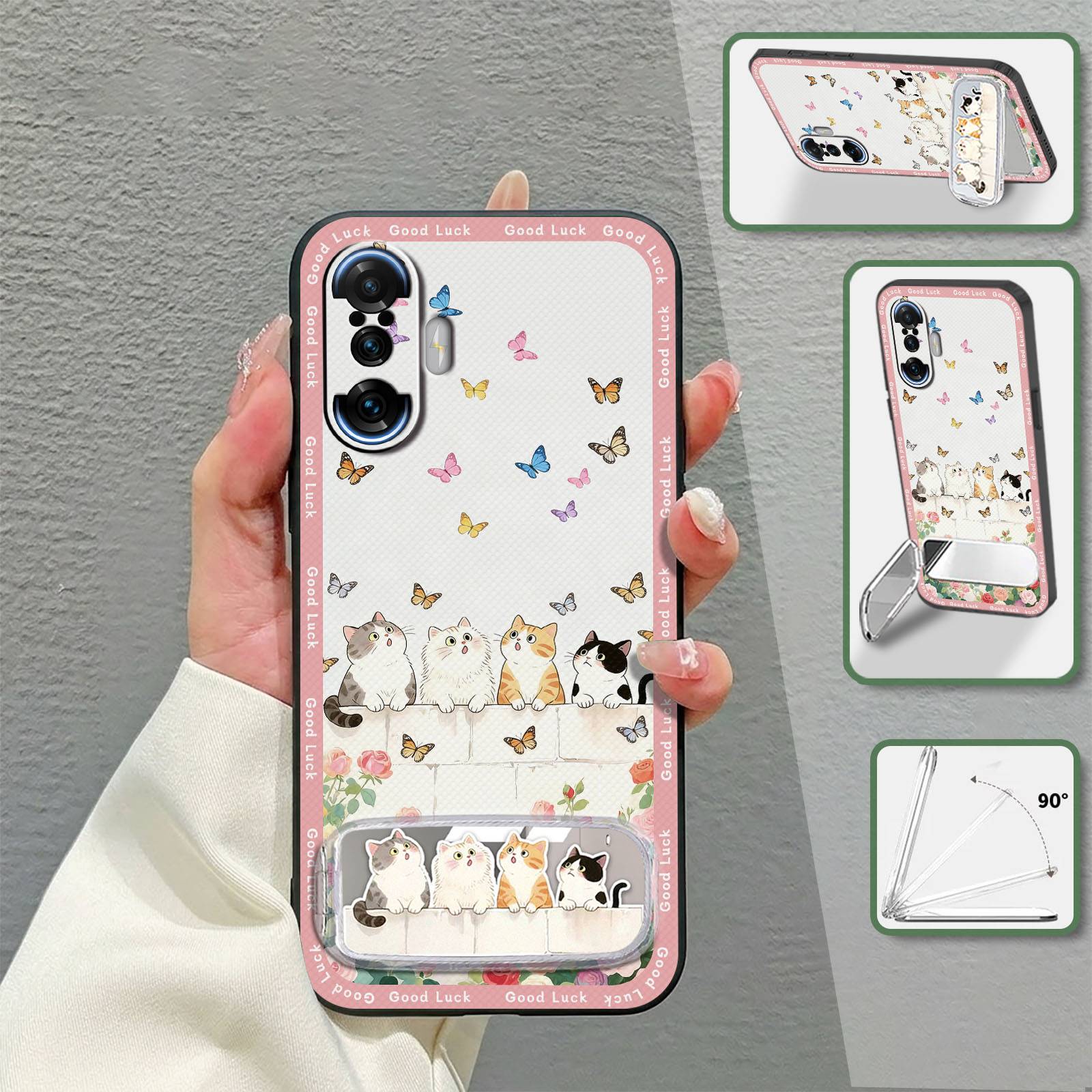 Back Cover Phone Pouch Phone Case For Xiaomi Redmi K40 Gaming Edition/POCO F3 GT Embroidery Cartoon Makeup Mirror Plush