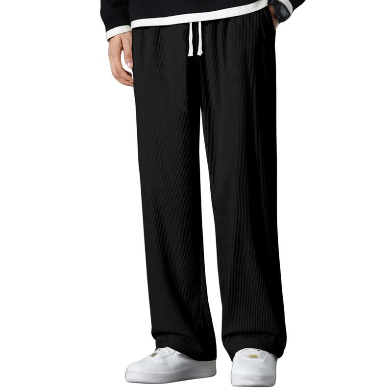 Summer Trendy Womens Solid Elastic Waist Drawstring Wide Leg Pants Casual Sweet Basic Sports Long Pants Office Trousers Bles Online DZ-21A-06