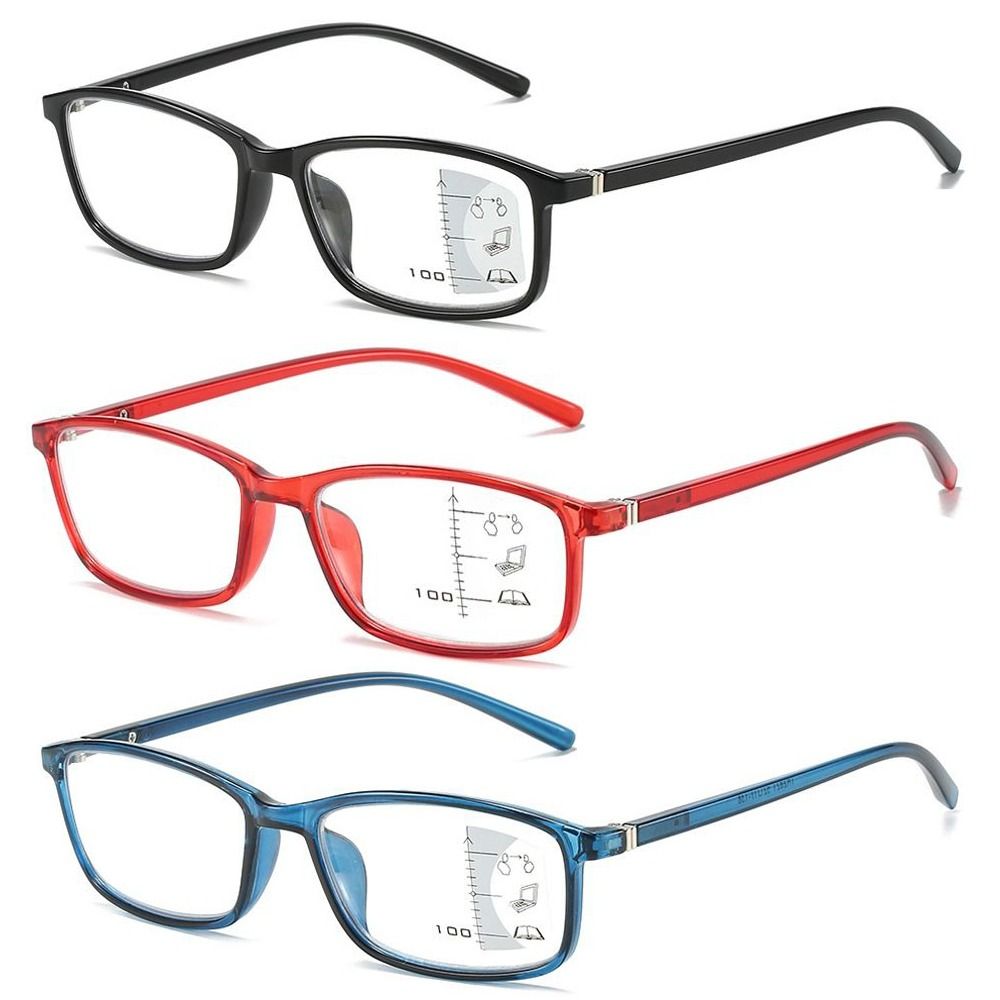 Vintage Blue Ray Blocking Anti-Blue Light Reading Glasses Progressive Near Far Multifocal Hyperopia Glasses PC Ultralight Square Eyeglasses Men Women