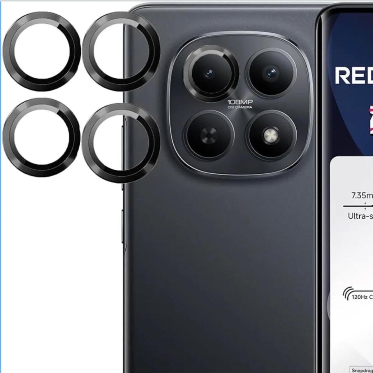 Redmi Note 15 5G Camera Lens Protector - Individual Metal Ring Lens Cover - Black