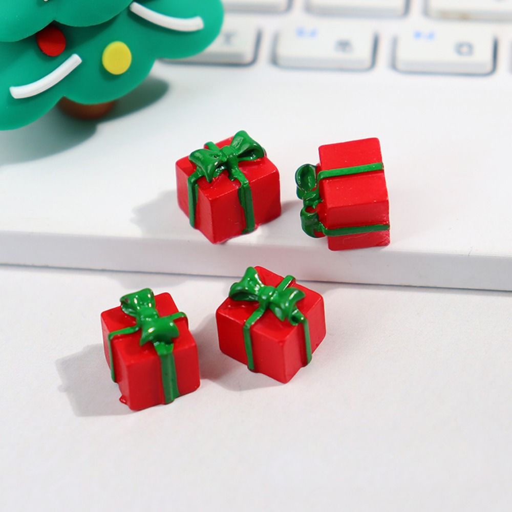 10PCS Multi-purpose Resin Christmas Gifts Box Miniature Cube Mini Resin Gift Box Cute Simulation Gifts Box Dollhouse