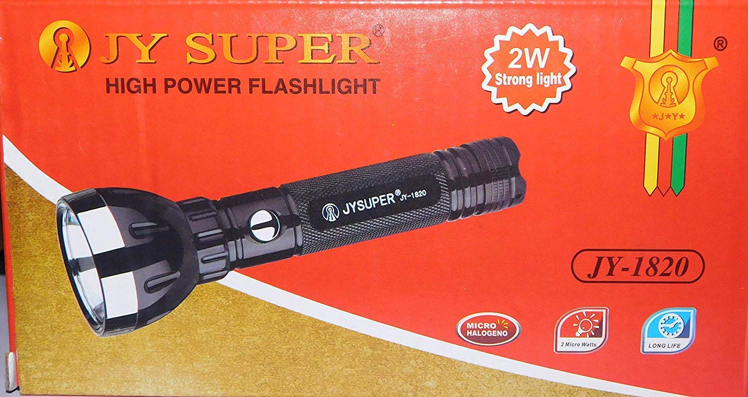 JY Super High Power Metal Body Flashlight Bright LED Rechargeable Hand Torch 2V Battery JY-1820