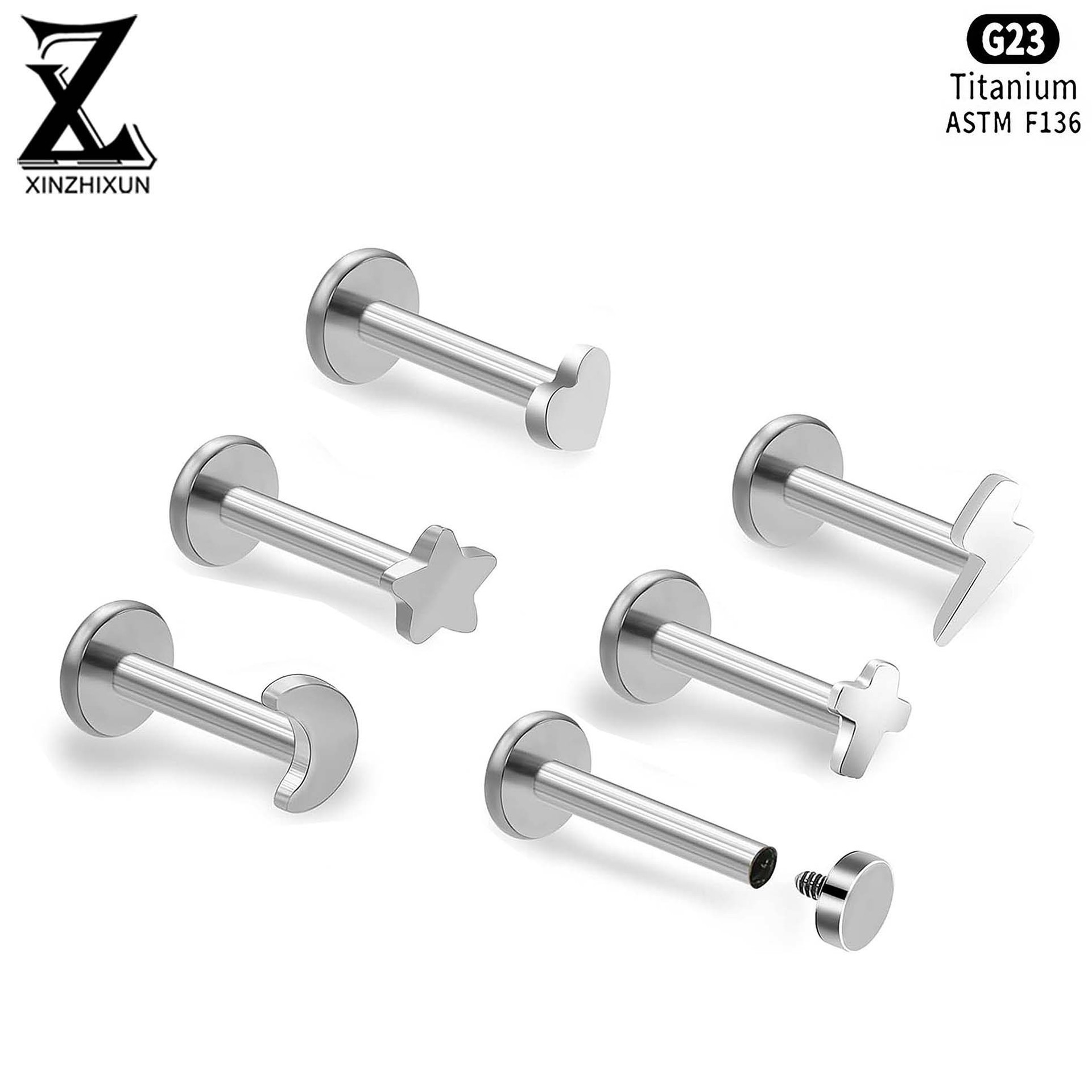【New Arrivals】G23 Titanium Alloy Inner Teeth Star Moon Ear Nail Lip Nail F136 Titanium Multi-Style Ear Bone Nail Human Puncture Jewelry