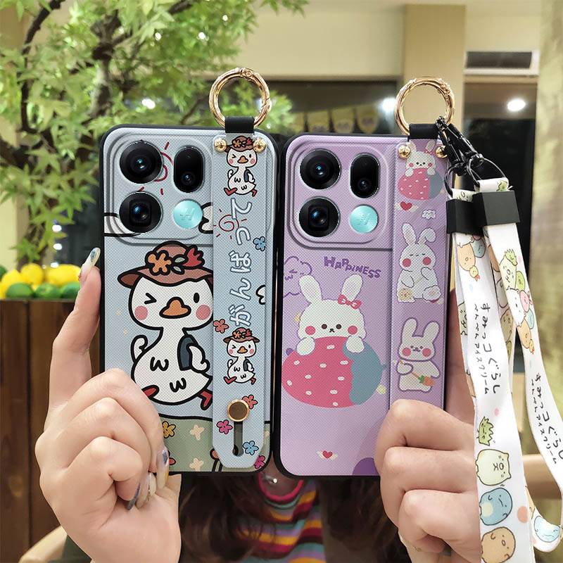 Cute Protective Phone Case For Nothing Phone4A Pro Dirt-resistant Kickstand Silicone Ring Lanyard Waterproof Wristband