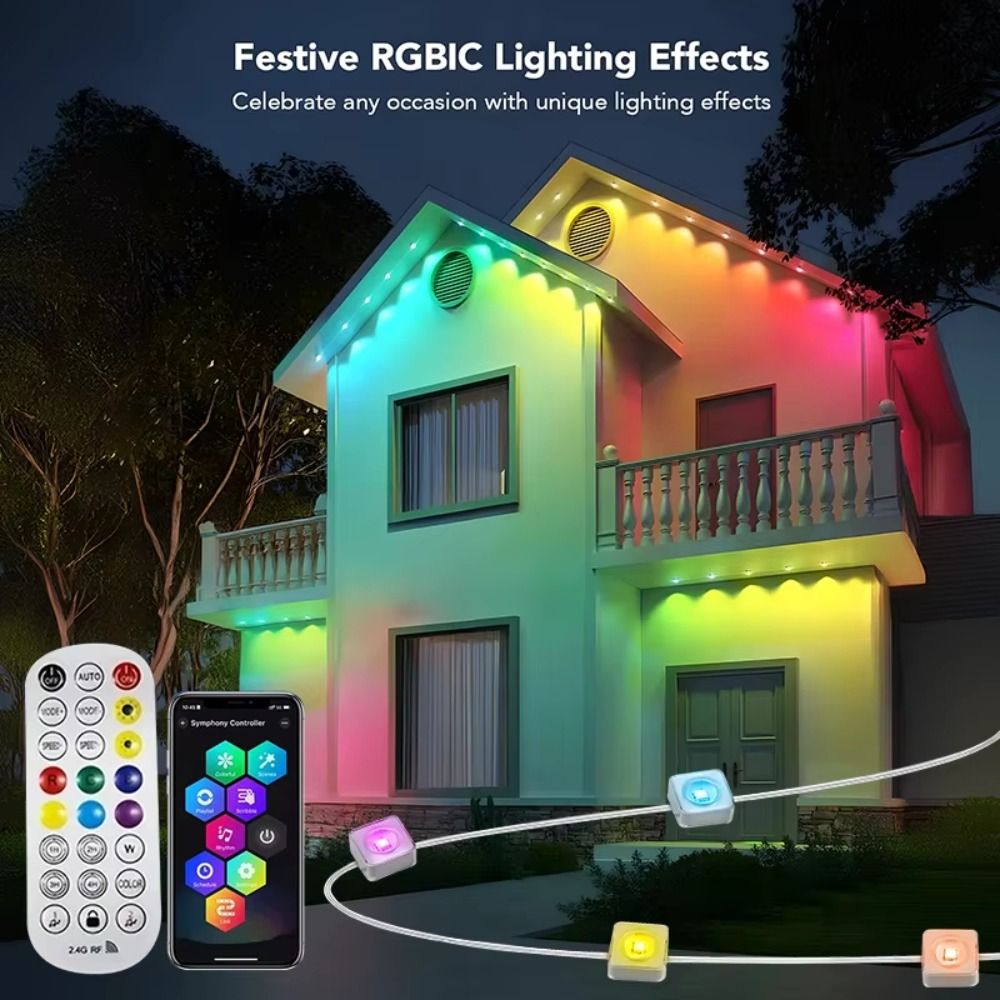 Indoor Use Waterproof RGB Lights Smart App Remote Control Eaves Lights IP67 Bluetooth LED Lights Home Decor