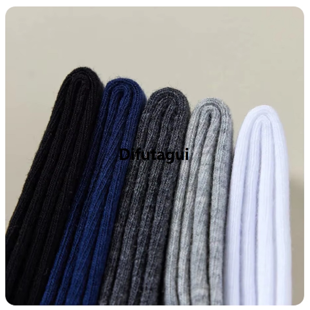 Difutagui 【2025 Version】 -Size enlarged stockings black and white cotton solid Portable color socks business 5 pairs men's cylinder socks quick dry US613
