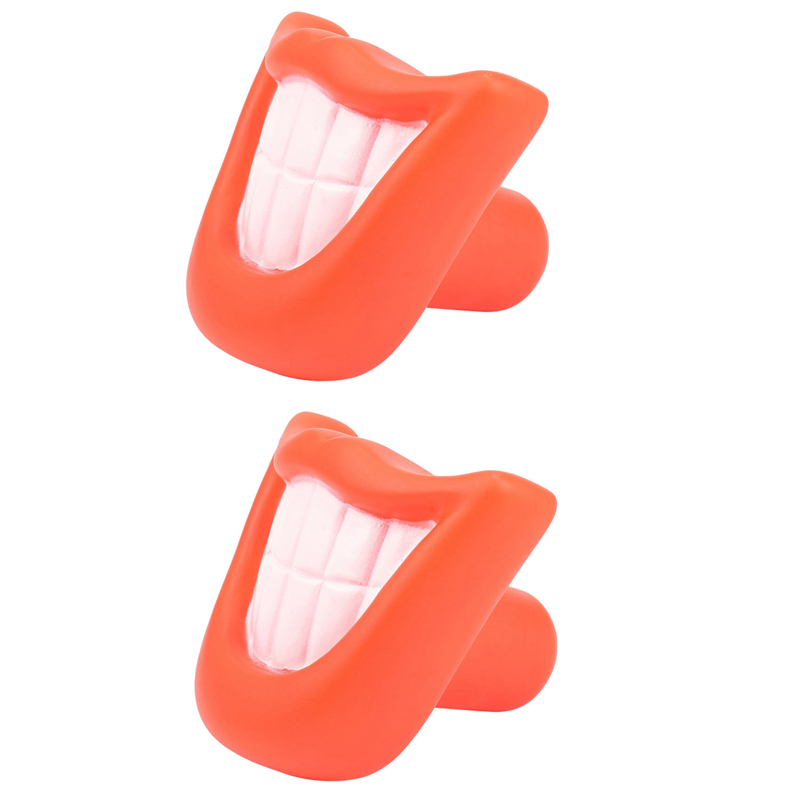 FORIDE 2X Funny Pet Dog Puppy Chew Sound Squeaky Giggle Big Smile Lips & Teeth Play Toy Red