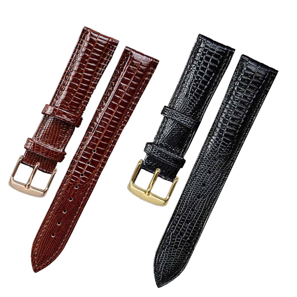 HOT Fashion Gold Buckle Watch Band Leather Wristband Watch Accessories Lizard Pattern Pin Buckle Strap Belt for Luxury Brand Watch