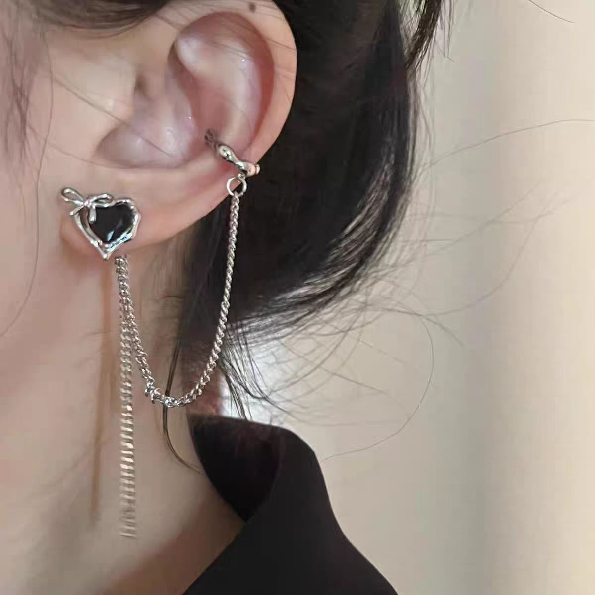 【New arrivals】Niche high-grade black love Niche earrings sweet cool earring design earrings girl new earrings