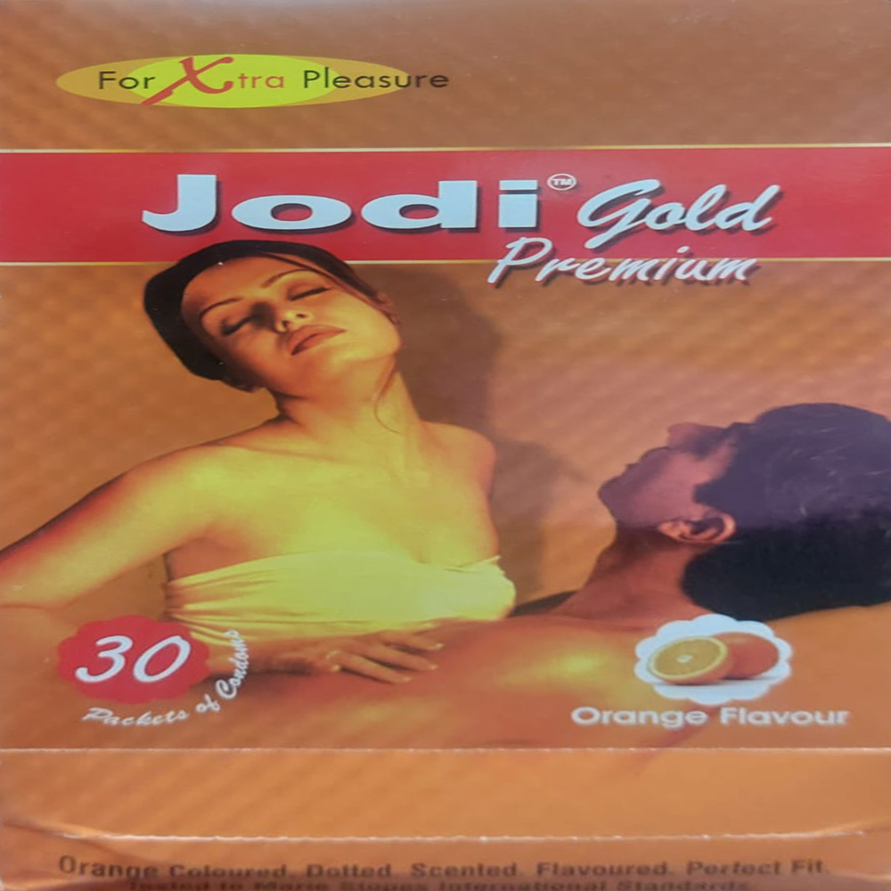 Jodi Dotted Condoms Extra Pleasure 3 Pcs In 1 Packet Orange Flavoured