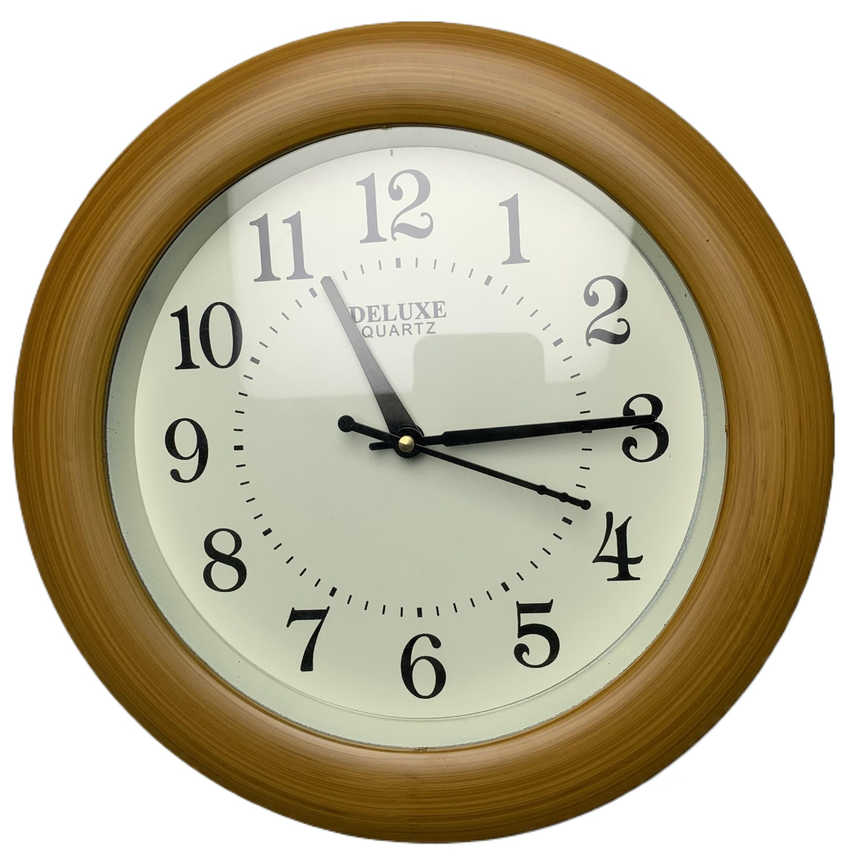Wall clock- Round Shape White , 1,2,3,4 Numbering, Clear Visibility Dial Brown Color Officail Designer Wallclock For Home, Office, Living Room, Resturant - 442