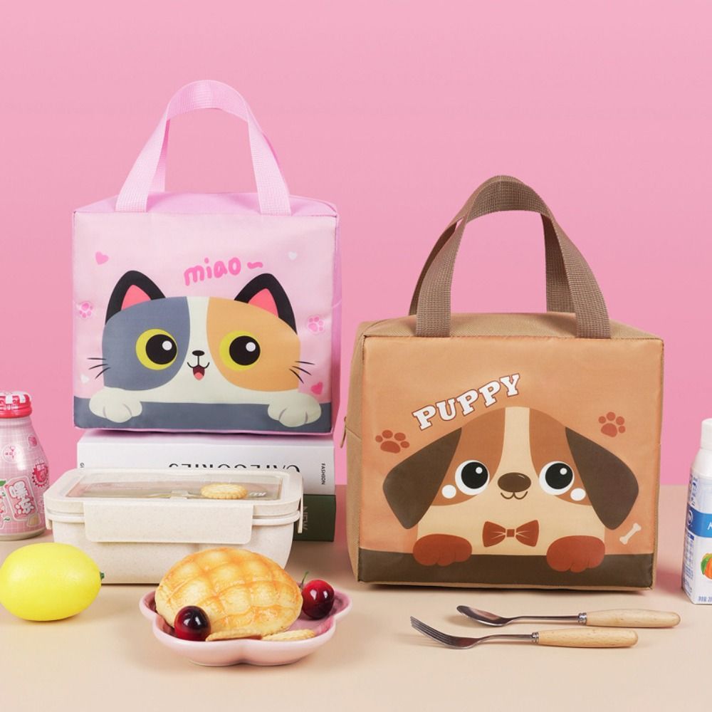 Cute Oxford Cloth Cartoon Lunch Bag Cartoon Pattern Aluminum Foil Lining Thickened Thermal Insulation Bag Large Capacity Portable Ice Pack Women Men