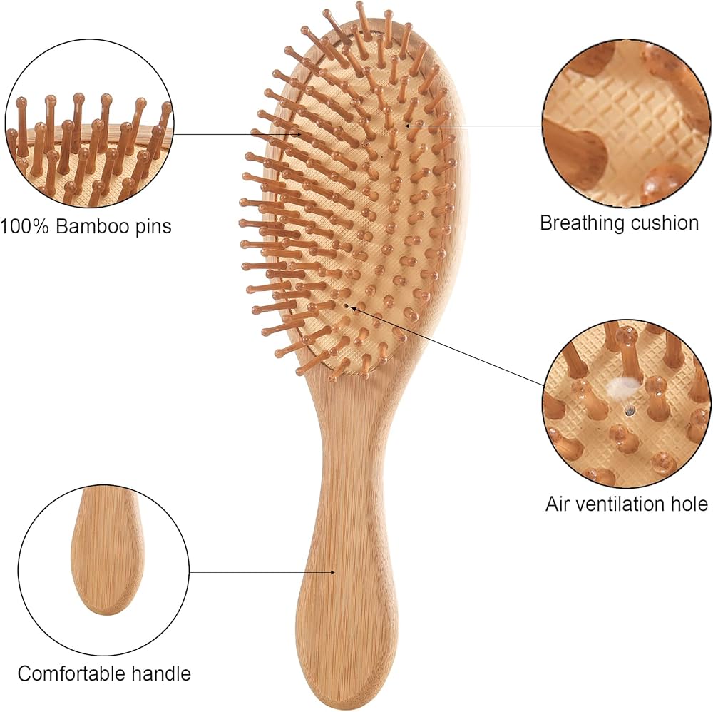 Eco-Friendly Bamboo Paddle Hair Brush - Detangling, Massaging, and Smoothing Brush for All Hair Types