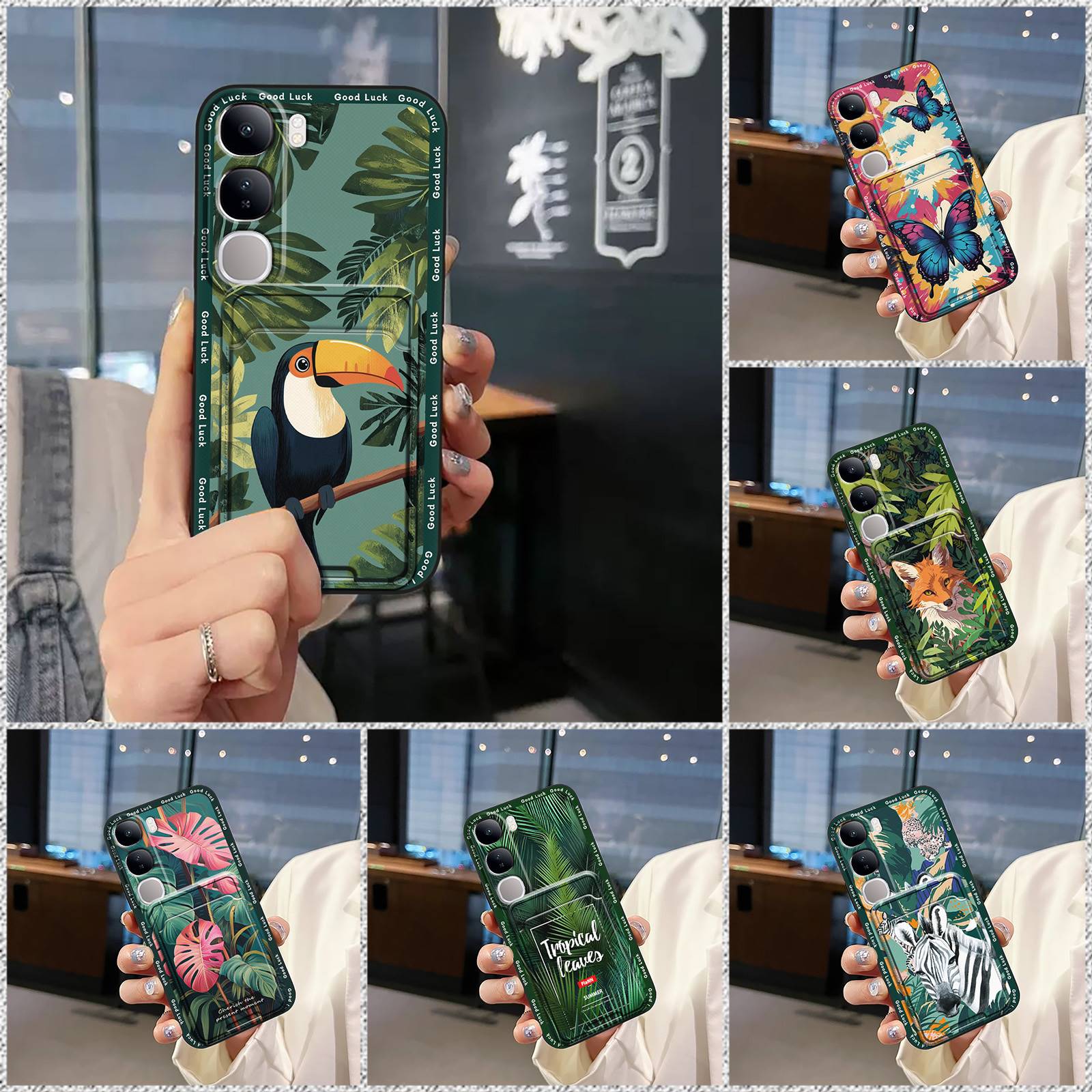 Dirt-resistant Shockproof Phone Case For OPPO Reno14F 5G Back Cover Anti-knock Anti-dust Cute Card bag Graffiti Cartoon