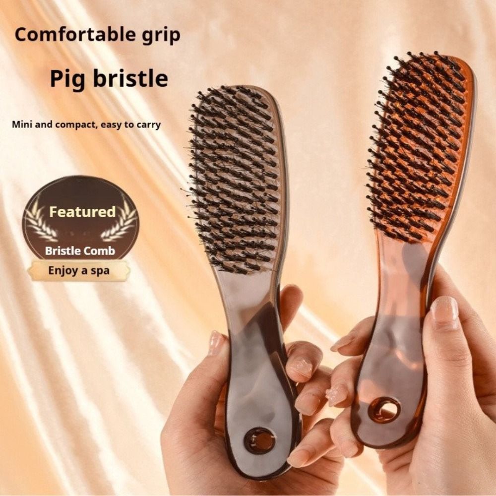 Durable Transparent Boar Bristle Comb Anti-Frizz Fluffy Hair Comb Scalp Massage Comb for Women with Long Hair