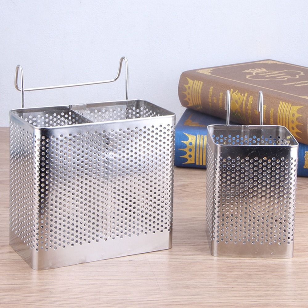 Multifunctional Stainless Steel Chopsticks Rack Hanging Space Saving Cutlery Drying Basket with Hooks Tableware Drainer for Kitchen