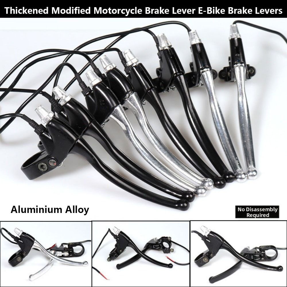 1pair/1pc New Thickened Modified Motorcycle Brake Lever Aluminium Alloy Black/Silver E-Bike Brake Levers Left Right Hand Brake For Electric Bike Scooter