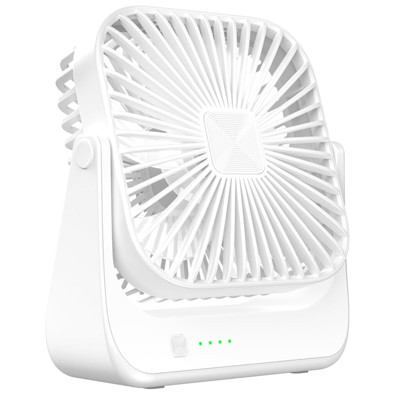 Desk Fans Small Quiet 4 Speeds Stronger Cooling Airflow Portable Fan Rechargeable Quiet Personal Mini Fan Office White