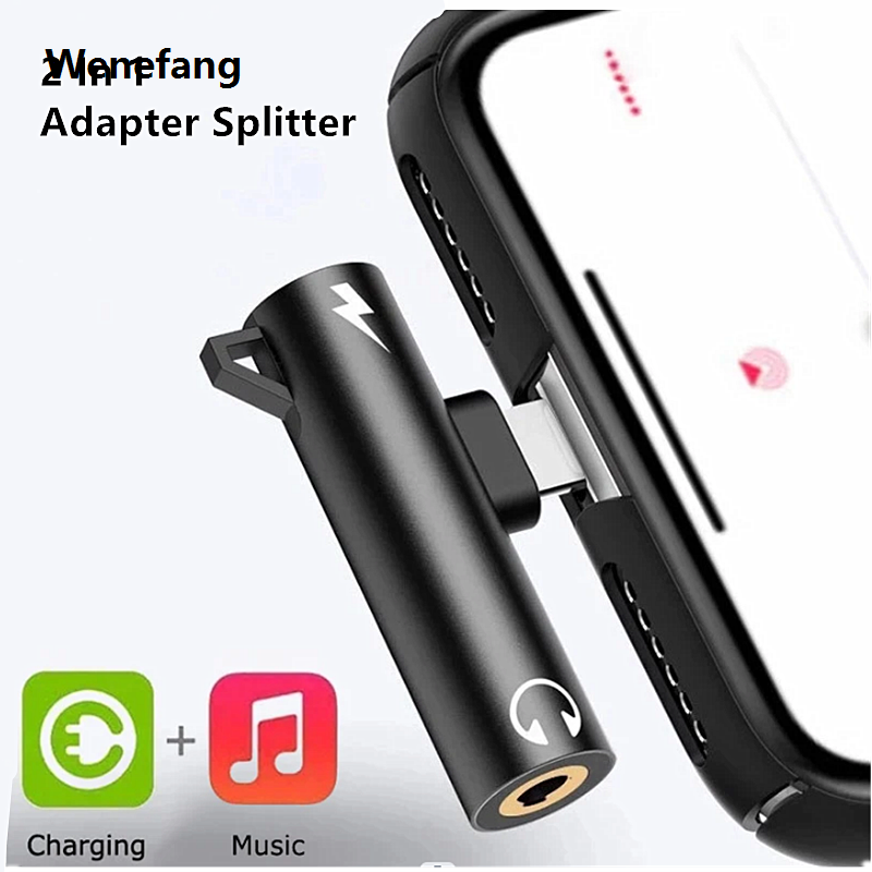 Wenefang 2 In 1 Audio Adapter Charging Earphone Cable For iPhone 12 13 Bargain price Pro Max xXS Aux Jack Headset Lighting To Headphone Splitter