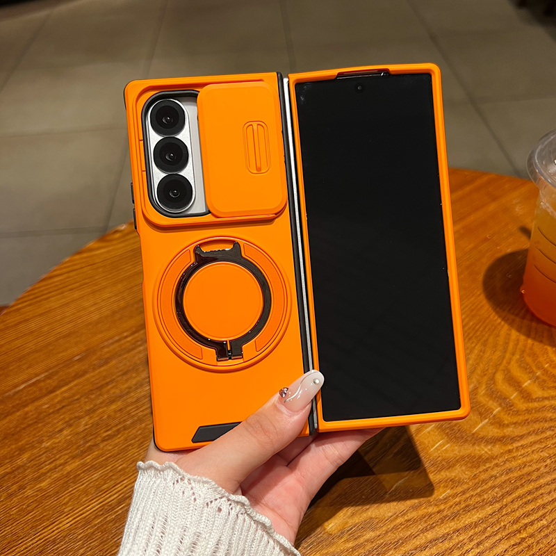 HODON Fashion Cool Armor Car Magnetic Bracket Ring Phone Case For Samsung Galaxy Z Fold 7 6 Slide Camera Shockproof Protect Cover