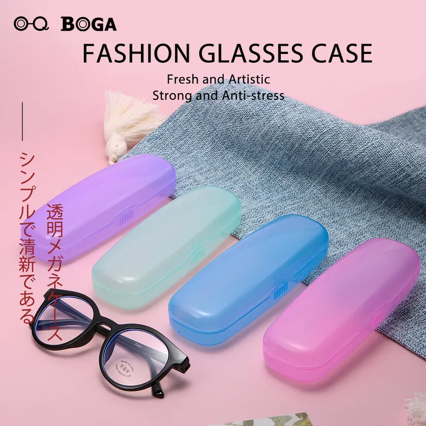 OQ BOGA Plastic Fashion Portable Unisex Hard Shell Eyewear Cases Men Women Random Color Glasses Eyeglasses Snap Protective Box