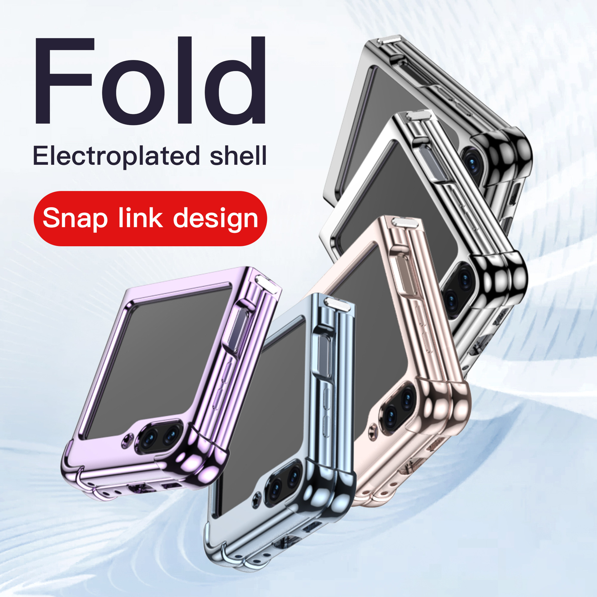 HODON Luxury Phone Case For Samsung Galaxy Z Flip 7FE Z Flip7 6 5 4 3 Four Corners Drop-proof Transparent Plating TPU Protective Cover