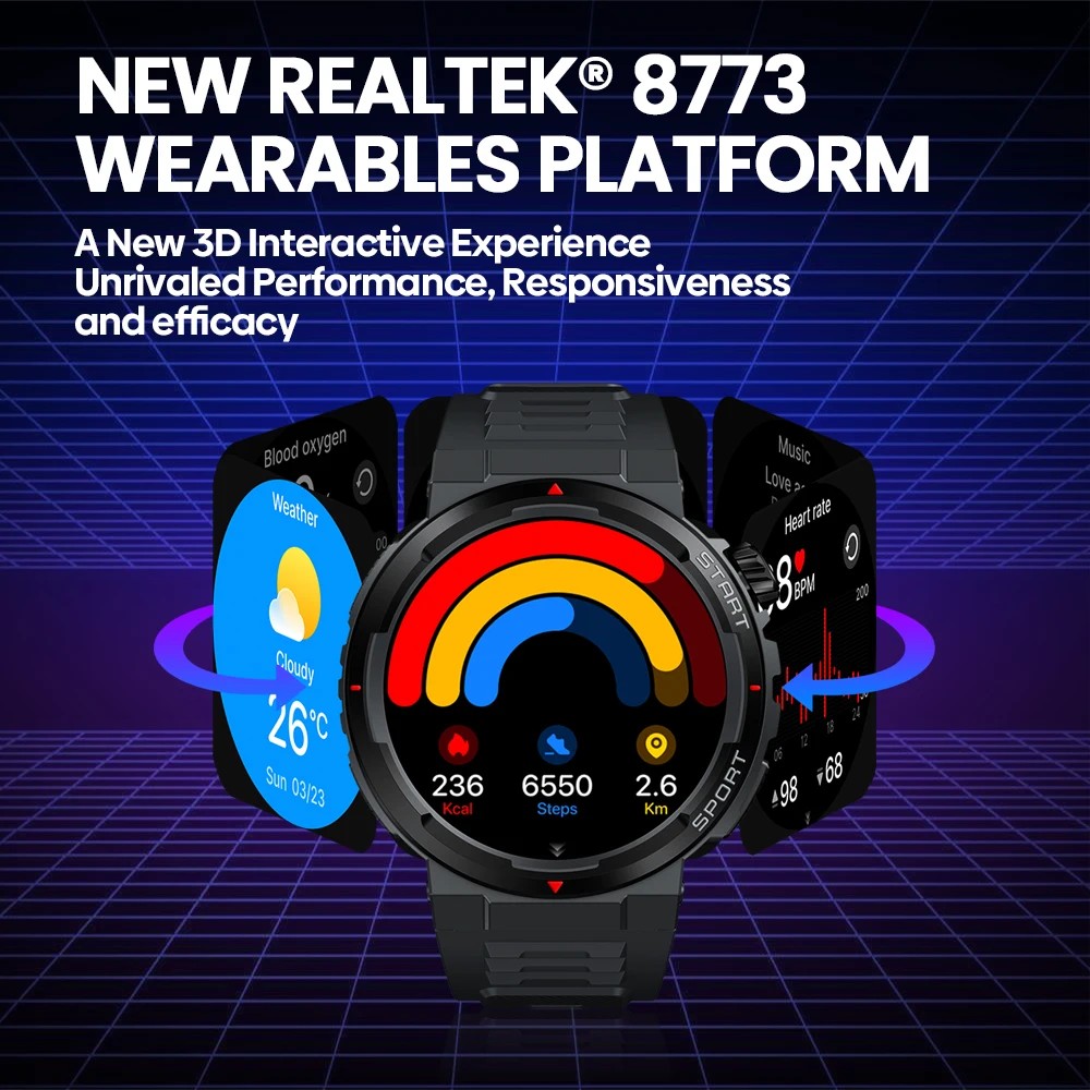 Linman New Zeblaze Ares 3 Plus 1.43'' HD AMOLED Display Smartwatch BlNew uetooth Phone Calling New 3D Interactive Sports Smart Watch Men