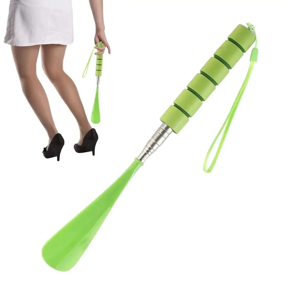 Convenient Stainless Steel Retractable Shoehorn Shoe Accessory Long Handle Shoe Horn Plastics Lifter Shoes Spoon