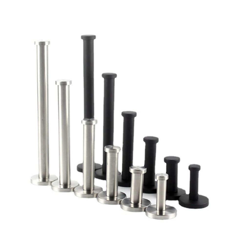 1Pcs New with Screws Single Clothes Hook Cylindrical Bathroom Hardware Accessories Hat Towel Rack Silver Black Stainless Steel Wall Punching Hook