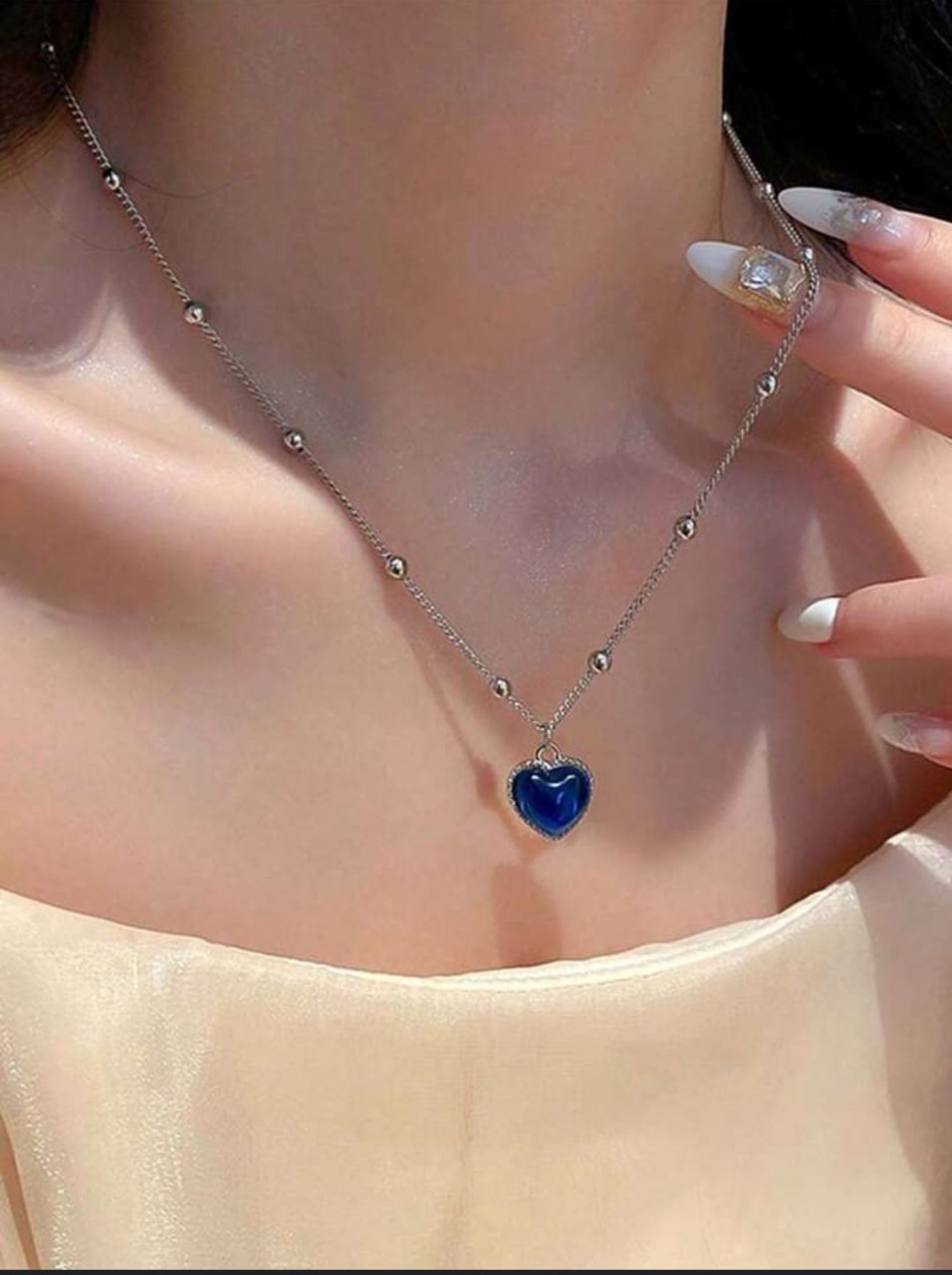 1 Piece Thermal Color Changing Heart Pendant Heat Preserving Necklace for Women, Summer Fashion Clavicle Chain, Unique & Cute Style By 99 Stores