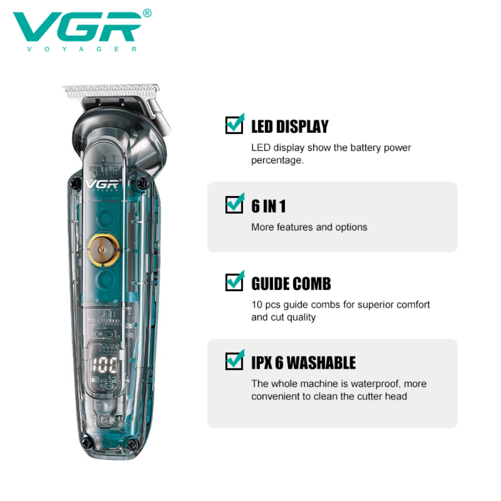 VGR Hair Trimmer Professional Hair Cutting Machine Adjustable Clipper Barber 9000 RPM Clipper Trimmer for Men V-653