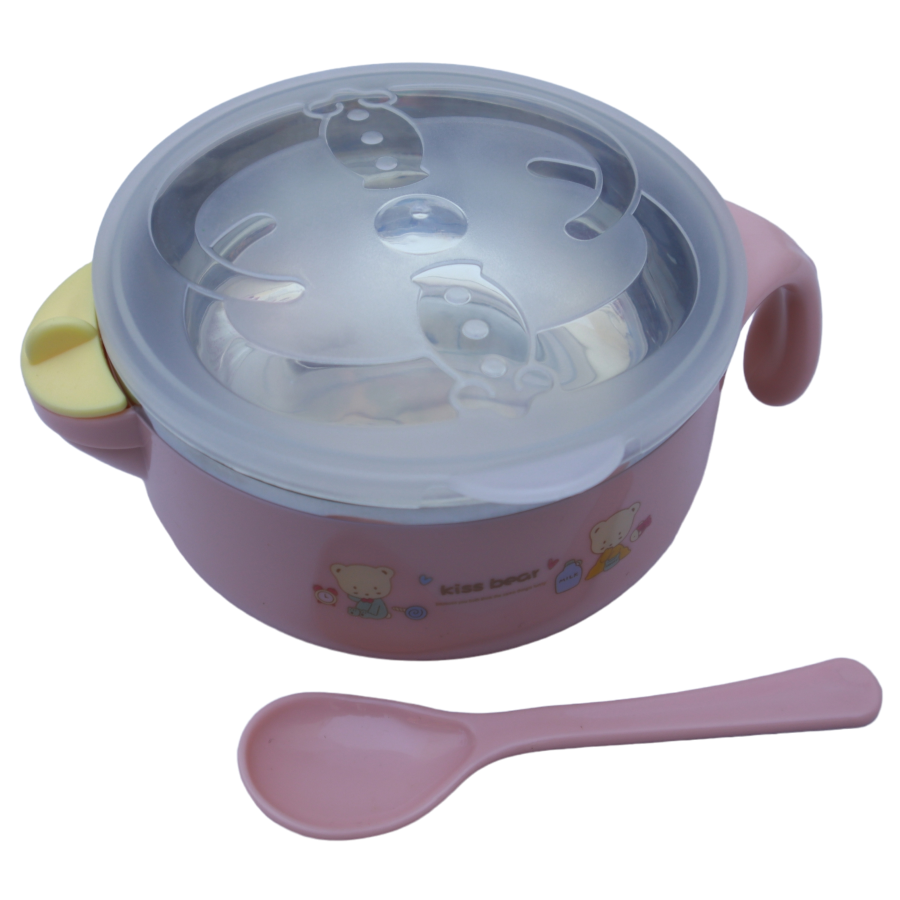 Stainless Steel Hot Water Injection Bowl for Feeding Baby with Handles