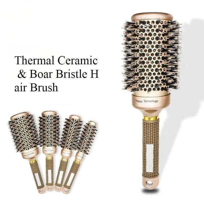 Heat Conductive Aluminum Barrel Volumizing Curling Styling with Air Vents Thermal Ceramic Boar Bristle Hair Brush