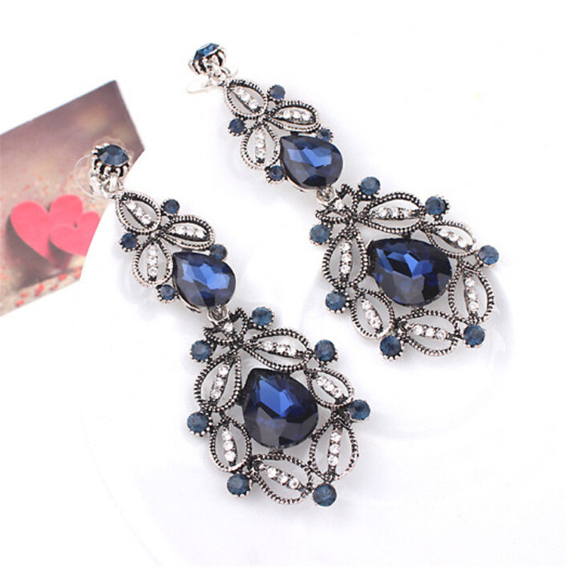 【Happy LifeStore】1pair Crystal White Color Chandelier Hanging Vintage Earrings Bridal Wedding Jewelry for Wo