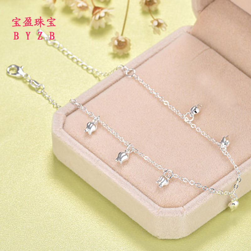 【Cheap】Taobao explosions imitation silver women's anklet fashion Korean version of cute water wave anklet small fresh foot jewelry wholesale