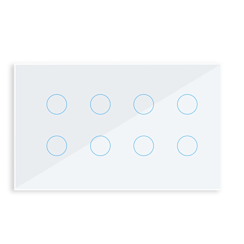 WIFI Smart Touch Light Wall Switch Interruptor Glass Panel 8 Gang Tuya Smart Life for Alexa Home White