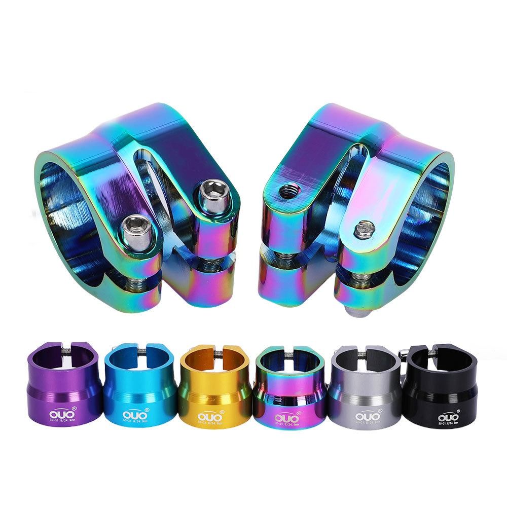 Lock Buckle Aluminum Alloy Bicycle Seatpost Clamp Double Layer Quick Release Seat Tube Clamp 31.8/34.9mm Fastener Bike Seat Tube Clip Bike Parts
