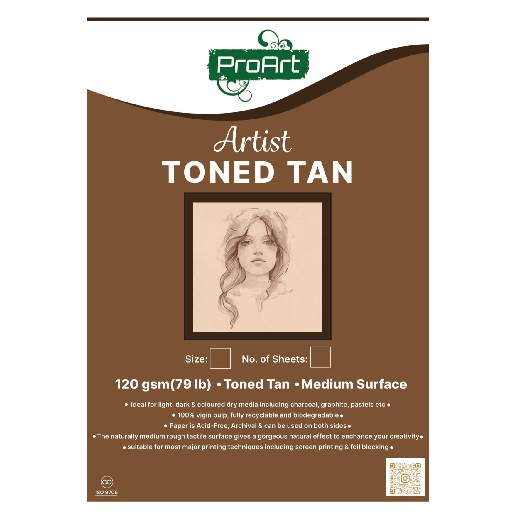 ProArt Artists' Toned Tan Sketch Papers A5,Medium Surface-120 GSM Paper, Pack of 20 Sheets