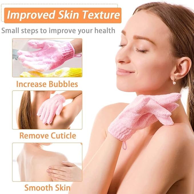 Slick- Exfoliating Gloves, Skin Exfoliator for Body, Shower Gloves, Scrub Gloves Exfoliating, Exfoliating Body Scrub Gloves, Loofah Glove, Exfoliation Mitt, Bath Gloves