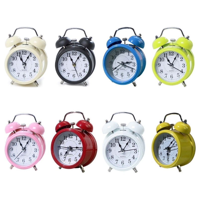 Mini Classic Electronic Alarm Clock Round Numbers Double Bell Desk Table Durable Digital Quartz Clock Cute Retro Home Décor