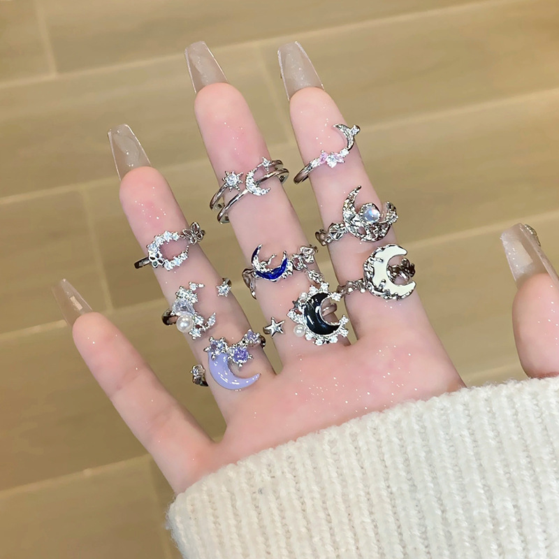 【Mega Sale】New Moonstone Series High-grade Sweet Open-mouth Ring Women's Cold Feeling Elegant Finger Ring