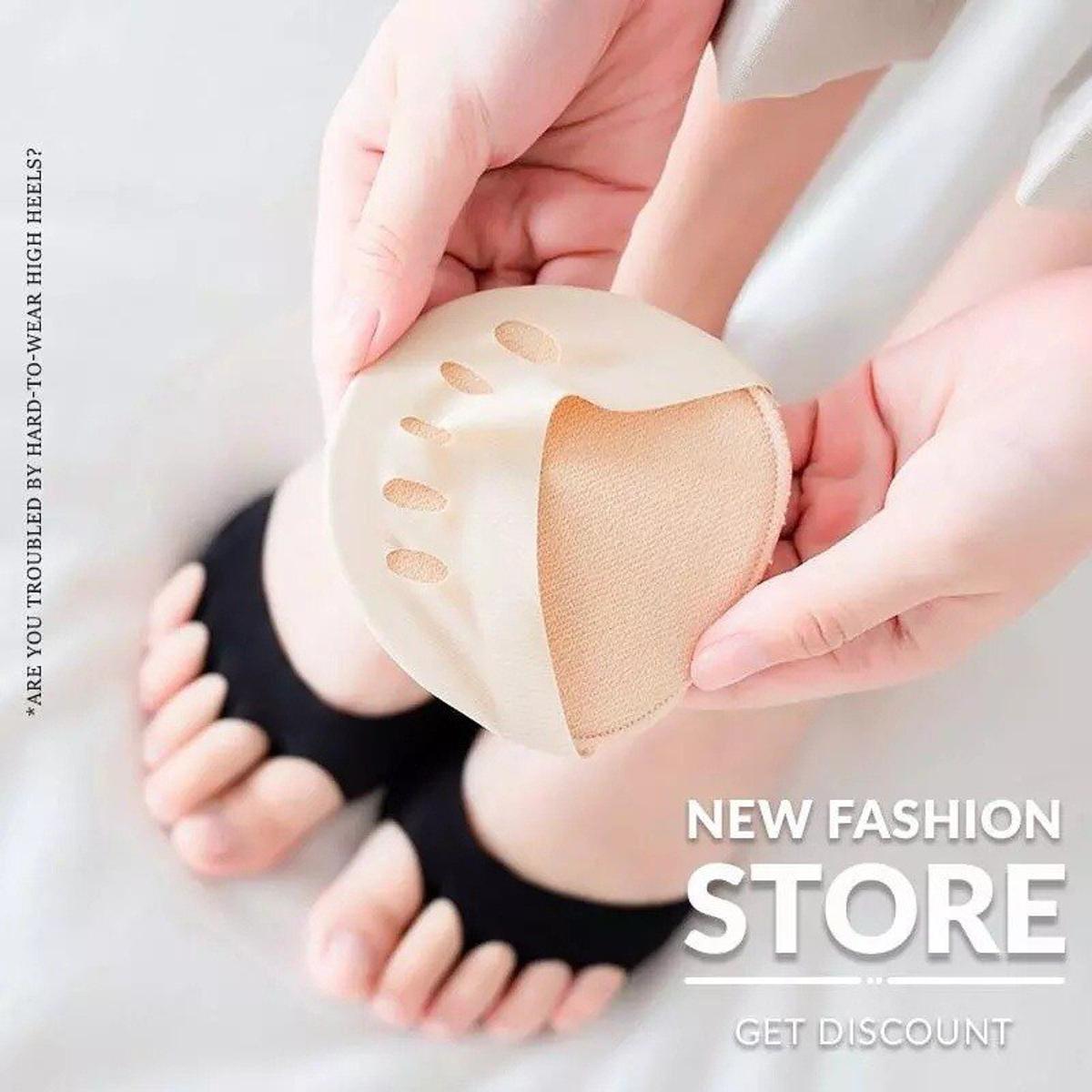 HOT 1Pair Foot Care Pads Thin Breathable Sweat-absorbent Non-slip Corrective Toe Socks Women's High Heels Invisible Forefoot Patch #
