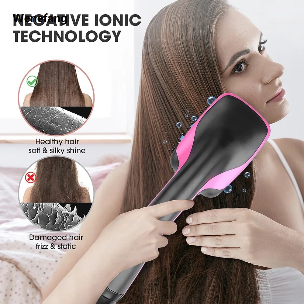 Wenefang Travel Blow Dryer Comb Hair Dryer Brush Electric Hot Air Comb Women's Hair Brush Professional Hairdryer Hairbrush
