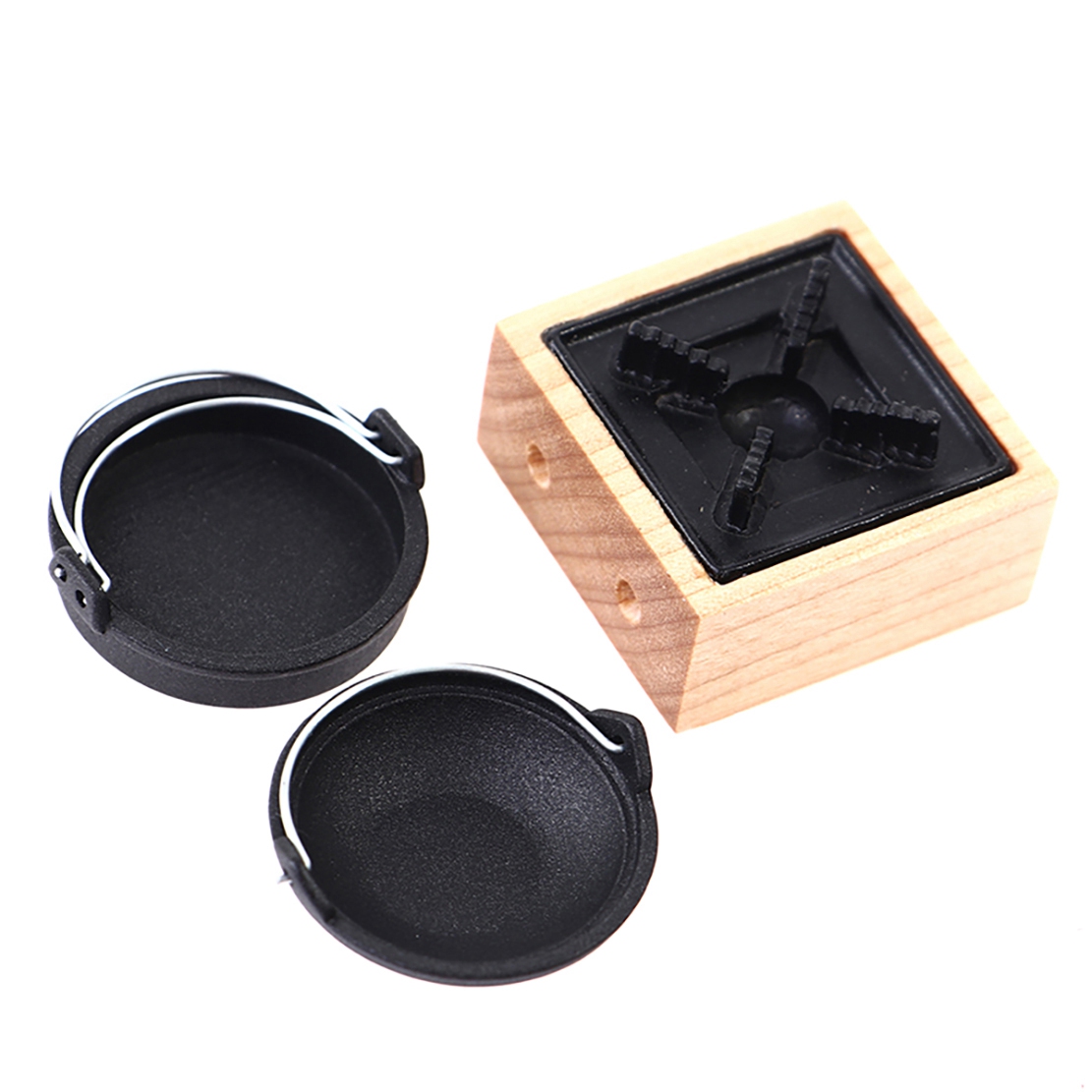 NAMUNY 1:12 Mini Miniature Wooden Hot Pot Old-Fashioned Hot Pot Model Suitable for Doll House Decoration Accessories