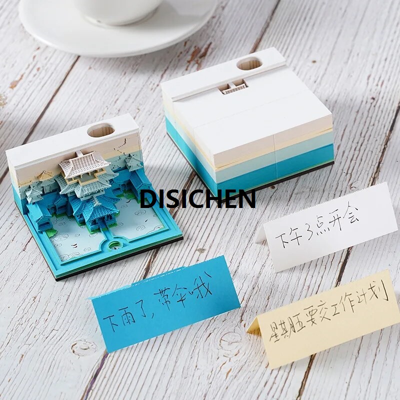 DISICHEN Creative Multi-function Memo Pad Notepad 3D Model Castle Note 3D Art Hary Custom Block Note Friend Gift Office School Tool 2023 Portable