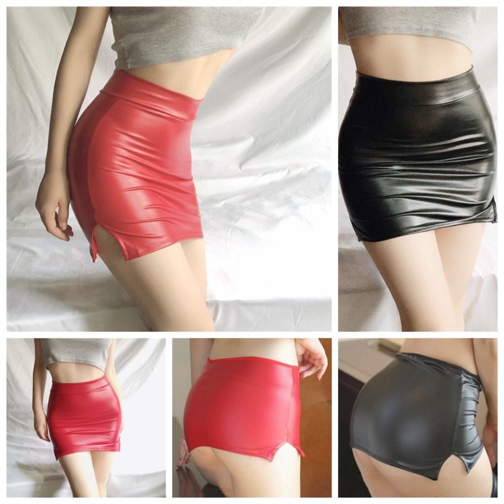 Pack Hip Skirts PU Womens PU Wet Look Skirts Low Waist Tight Stretch Low Waist Tight Stretch Mini Skirt Mini Pure Color Slim Fit Mini Skirt Summer