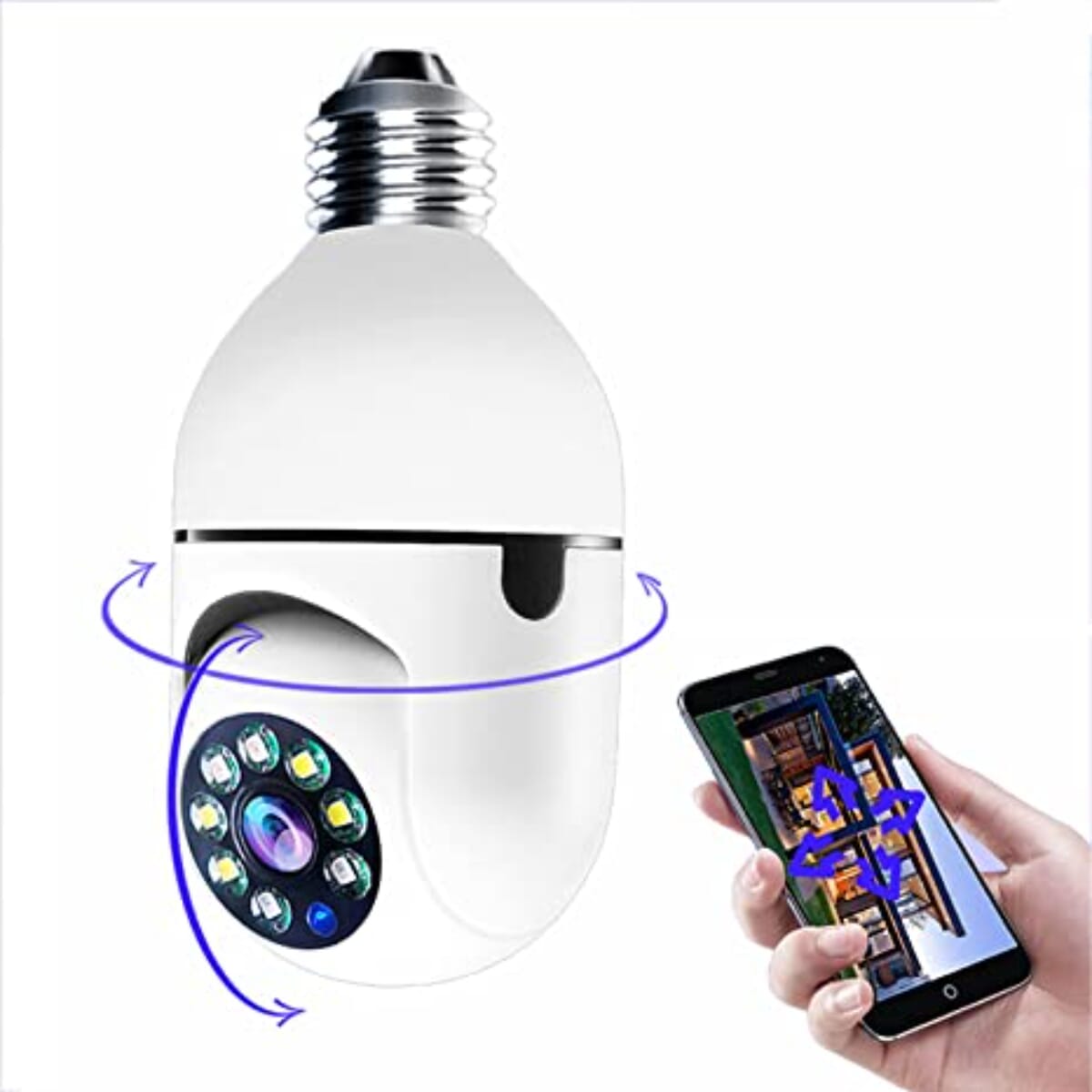 27 WiFi Bulb Camera - HD PTZ Security Camera with Infrared Night Vision, Two-Way Audio Talk, Baby Monitor, Auto Tracking & Smart Home Surveillance System