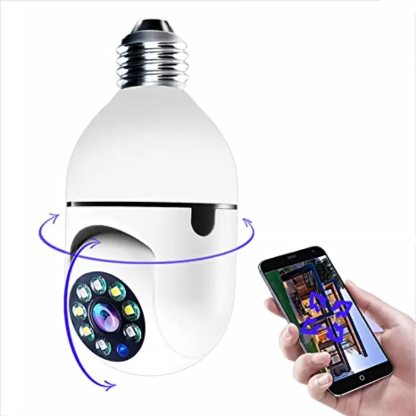 27 WiFi Bulb Camera - HD PTZ Security Camera with Infrared Night Vision, Two-Way Audio Talk, Baby Monitor, Auto Tracking & Smart Home Surveillance System