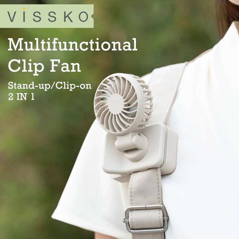 VISSKO Clip Type C Rechargeable Portable Handheld 1000mAh 3 Gears Small Cooling Personal Fan for Student Dormitory