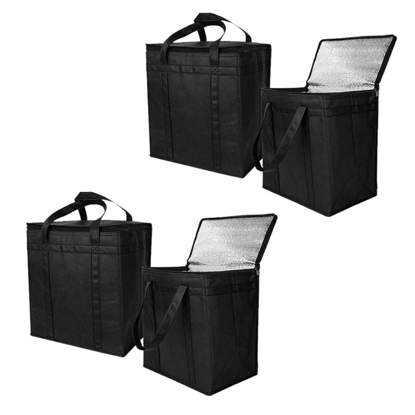 fasdaga 4 Pack Insulated Reusable Grocery Bag Food Delivery Bag with Dual Zipper